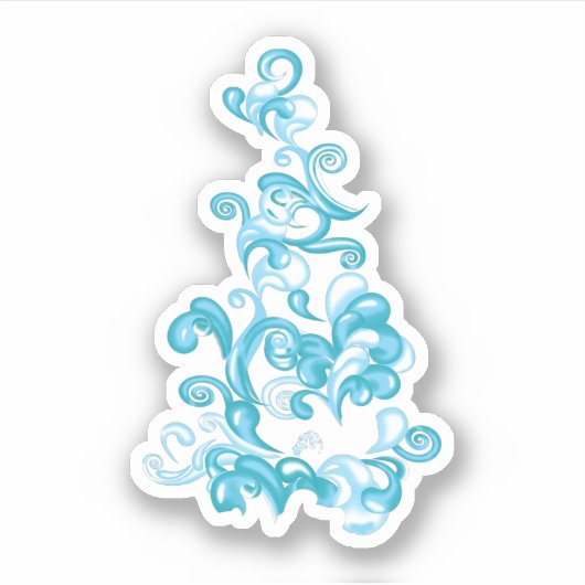 Ball Blue, Medium Turquoise decoratief ontwerp Sticker (Voorkant)
