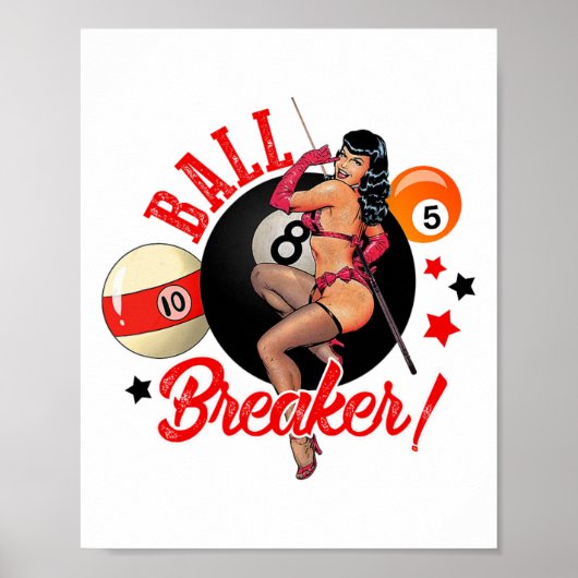Ball Breaker Funny Pool Player Biljart Lover Bill Poster (Voorkant)