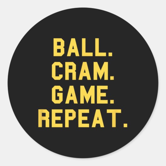 Ball Cram Game Herhaal Basketbal Afstuderen Fun Ronde Sticker (Voorkant)