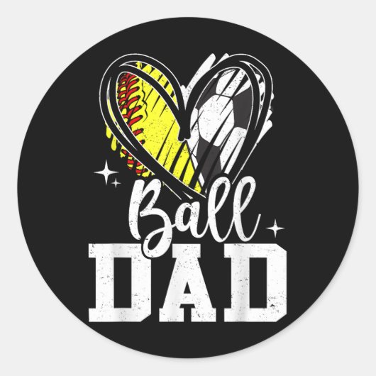 Ball Dad Softbal Voetbal vader van beide Ronde Sticker (Voorkant)