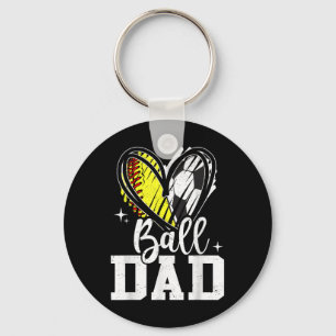 Ball Dad Softbal Voetbal vader van beide Sleutelhanger