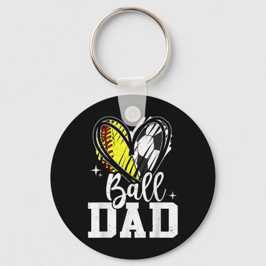 Ball Dad Softbal Voetbal vader van beide Sleutelhanger (Voorkant)