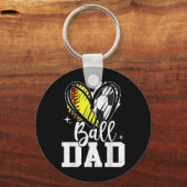 Ball Dad Softbal Voetbal vader van beide Sleutelhanger (Voorkant)
