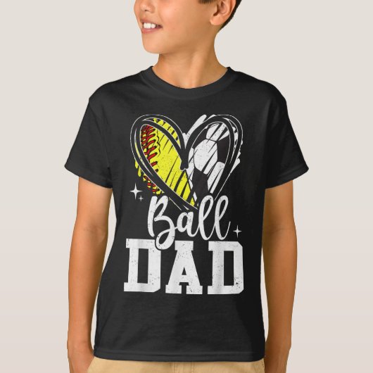 Ball Dad Softbal Voetbal vader van beide T-shirt (Voorkant)
