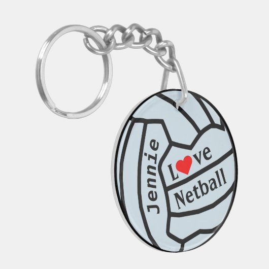 Ball Design Personalized Netball Keyring Sleutelhanger (Voorkant Links)