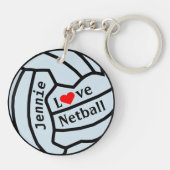 Ball Design Personalized Netball Keyring Sleutelhanger (Achterkant)