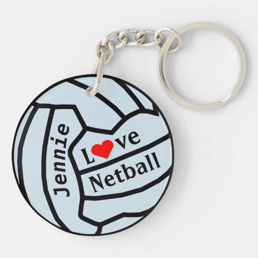 Ball Design Personalized Netball Keyring Sleutelhanger (Achterkant)