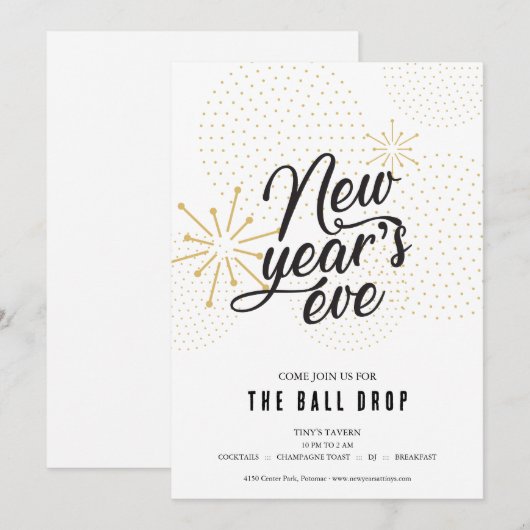 Ball Drop Oudejaarsavond Feest Kaart (Voorkant / Achterkant)