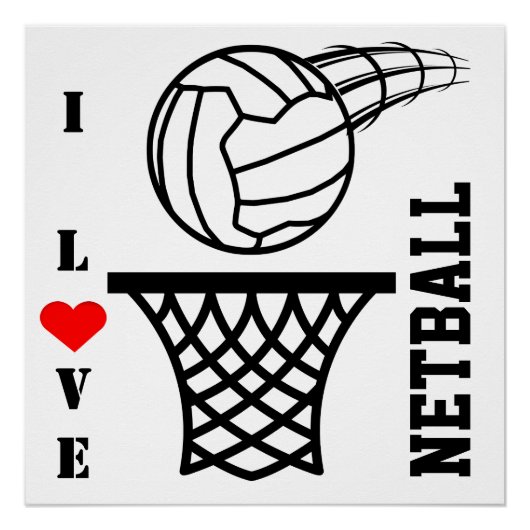 Ball en Net Design I Love Netball Poster (Voorkant)