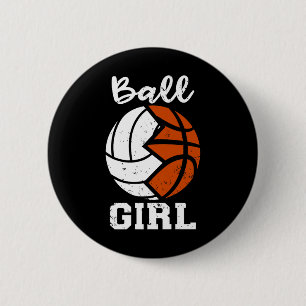 Ball Girl Funny Volleybal Basketbal Meisje Premium Ronde Button 5,7 Cm
