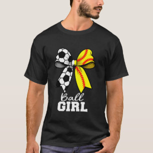 Ball Girl Voetbal Softbal Meisje Coquette Bow Grap T-shirt