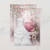Ball Gown Pink Rose Quinceanera RSVP (Voorkant / Achterkant)