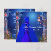 Ball Gown Royal Navy Blue Roos Quinceanera Kaart (Voorkant / Achterkant)