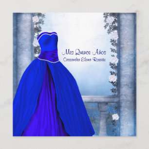 Ball Gown Royal Navy Blue Roos Quinceanera Kaart