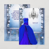 Ball Gown Royal Navy Blue Roos Quinceanera RSVP Kaartje (Voorkant / Achterkant)