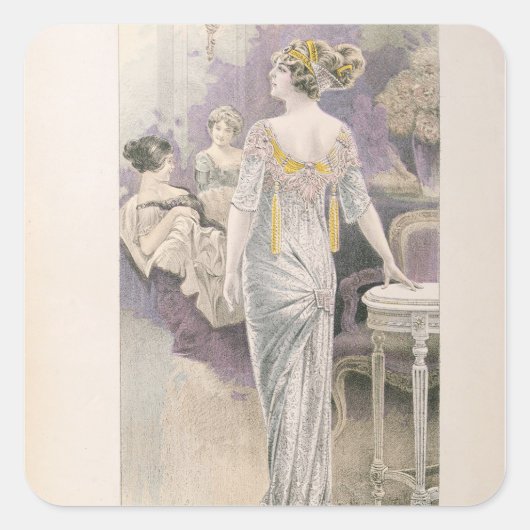 Ball gown, van "Les Grandes Modes de Paris" Vierkante Sticker (Voorkant)