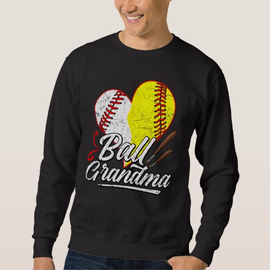 Ball Grandma Baseball Softball Mom Heart Womens Mo Trui (Voorkant)