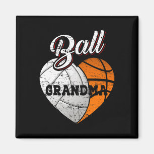 Ball Grandma Volleyball Basketball Heart Magneet