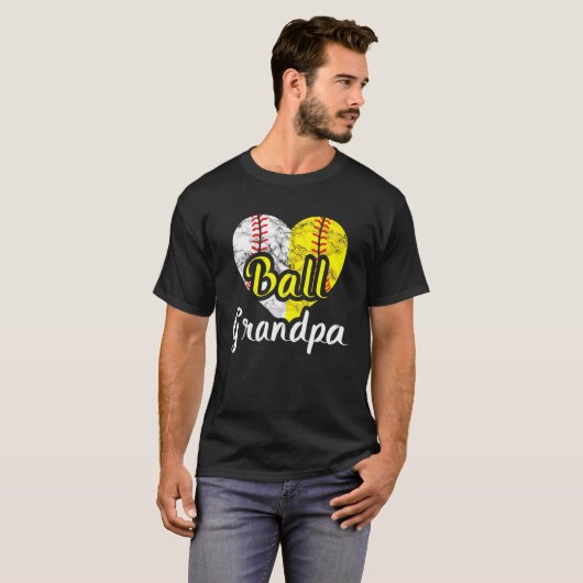 Ball Grandpa Baseball Softball Sports Opa T-shirt (Voorkant volledig)