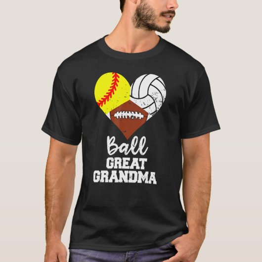 Ball Great Grandma Heart Softball Volleyball Foot T-shirt (Voorkant)