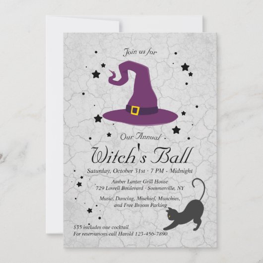 Ball Halloween-uitnodiging van heks Kaart (Voorkant)