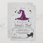 Ball Halloween-uitnodiging van heks Kaart (Voorkant / Achterkant)