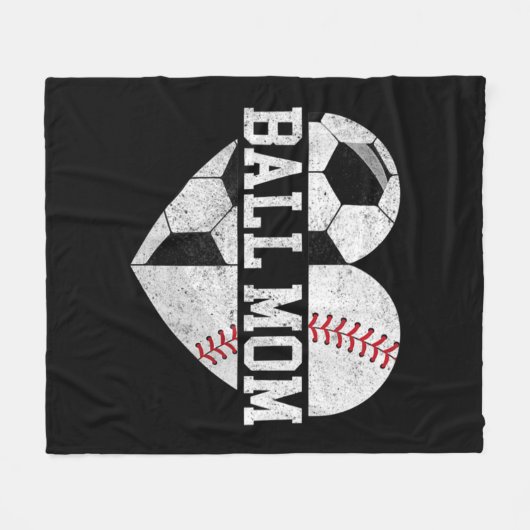 Ball Ma Heart Fun Baseball Soccer Mam Fleece Deken (Voorkant (Horizontaal))
