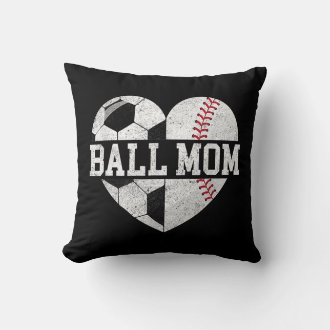 Ball Ma Heart Fun Baseball Soccer Mam Kussen (Voorkant)