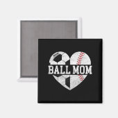 Ball Ma Heart Fun Baseball Soccer Mam Magneet (Voorkant / Achterkant)