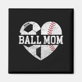 Ball Ma Heart Fun Baseball Soccer Mam Magneet (Voorkant)