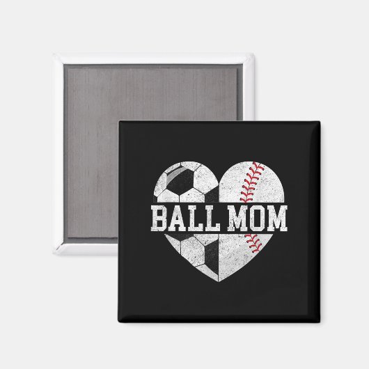 Ball Ma Heart Fun Baseball Soccer Mam Magneet (Voorkant / Achterkant)
