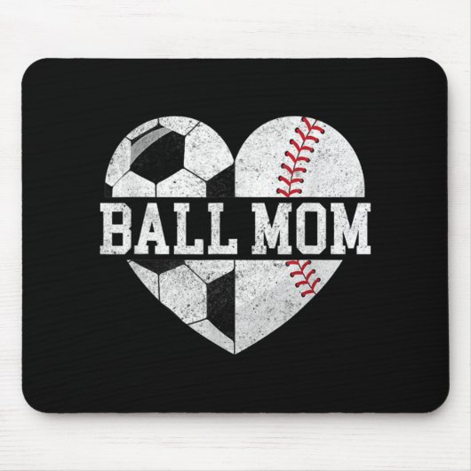 Ball Ma Heart Fun Baseball Soccer Mam Muismat (Voorkant)