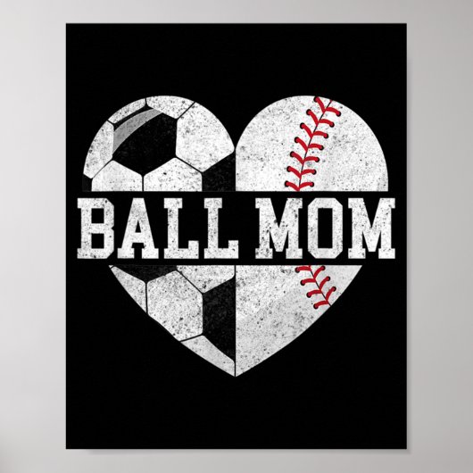 Ball Ma Heart Fun Baseball Soccer Mam Poster (Voorkant)