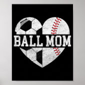 Ball Ma Heart Fun Baseball Soccer Mam Poster (Voorkant)