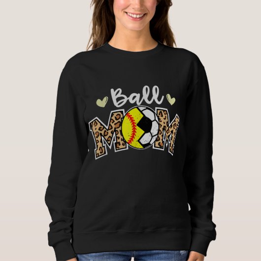 Ball Ma Leopard Funny Soccer Softball Player Ma Trui (Voorkant)