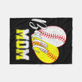 Ball mam Heart Baseball Softball mamma Moeder Fleece Deken (Voorkant (Horizontaal))