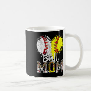 Ball mam Heart Baseball Softball mamma Moeder Koffiemok