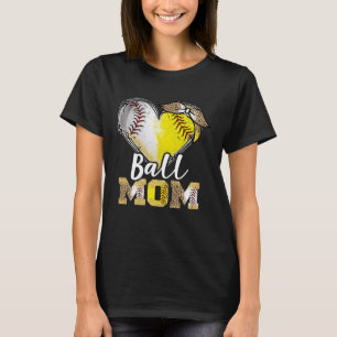 Ball mam Heart Baseball Softball mamma Moeder T-shirt