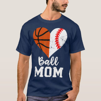Ball mam Heart Funny Baseball mama T-shirt