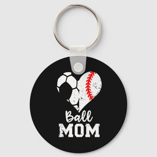 Ball mam Heart Funny Baseball Soccer Mam Costume U Sleutelhanger (Voorkant)