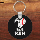 Ball mam Heart Funny Baseball Soccer Mam Costume U Sleutelhanger (Voorkant)