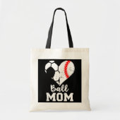 Ball mam Heart Funny Baseball Soccer Mam Tote Bag (Voorkant)