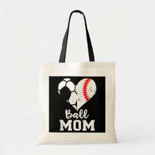 Ball mam Heart Funny Baseball Soccer Mam Tote Bag