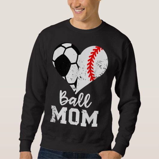 Ball mam Heart Funny Baseball Soccer Mam Trui (Voorkant)