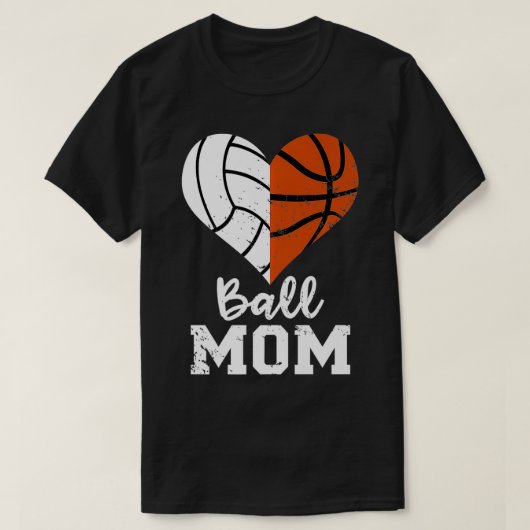 Ball mam Heart Funny Volleyball Basketball Mam Pre T-shirt (Design voorkant)