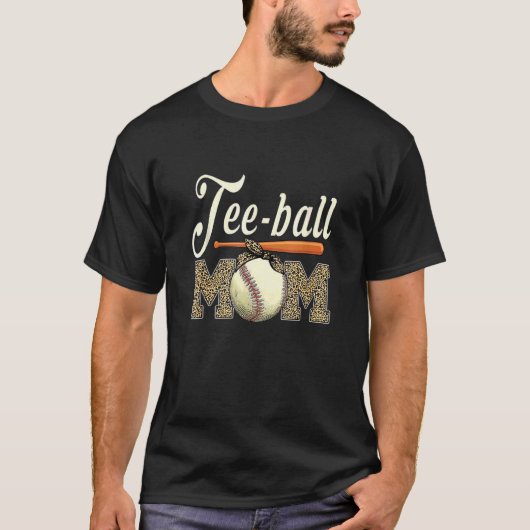 Ball mam Moederdag Teeball Ma Leopard 28 T-shirt (Voorkant)