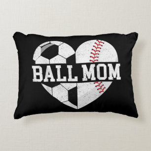 Ball mam Shirt Heart Funny Baseball Soccer Mam Accent Kussen