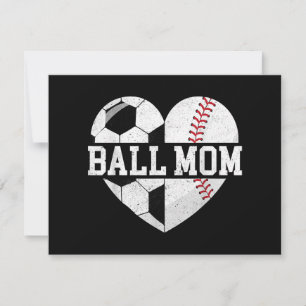 Ball mam Shirt Heart Funny Baseball Soccer Mam Bedankkaart