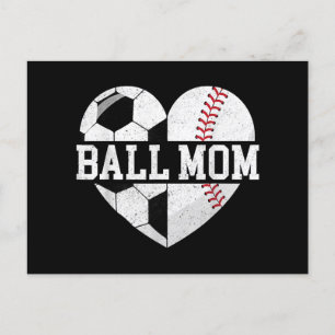 Ball mam Shirt Heart Funny Baseball Soccer Mam Feestdagenkaart