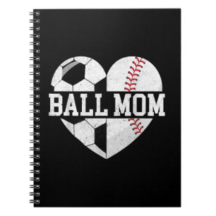 Ball mam Shirt Heart Funny Baseball Soccer Mam Notitieboek